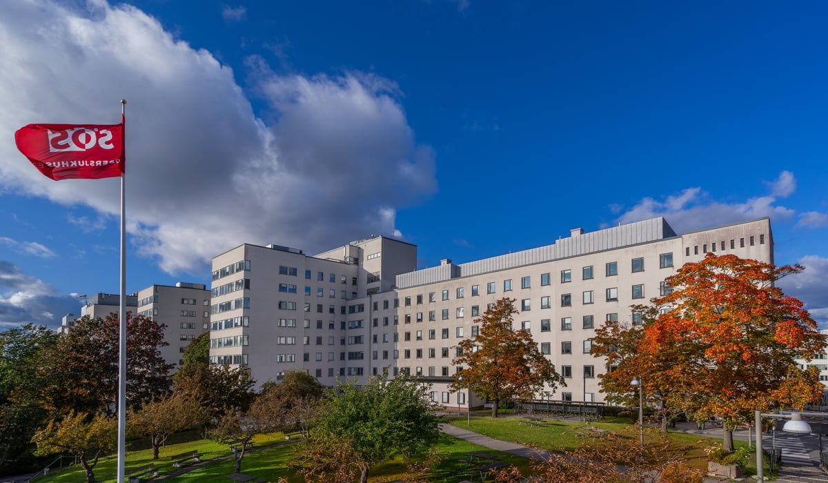 Bild på Södersjukhuset exteriör tagit från utsidan