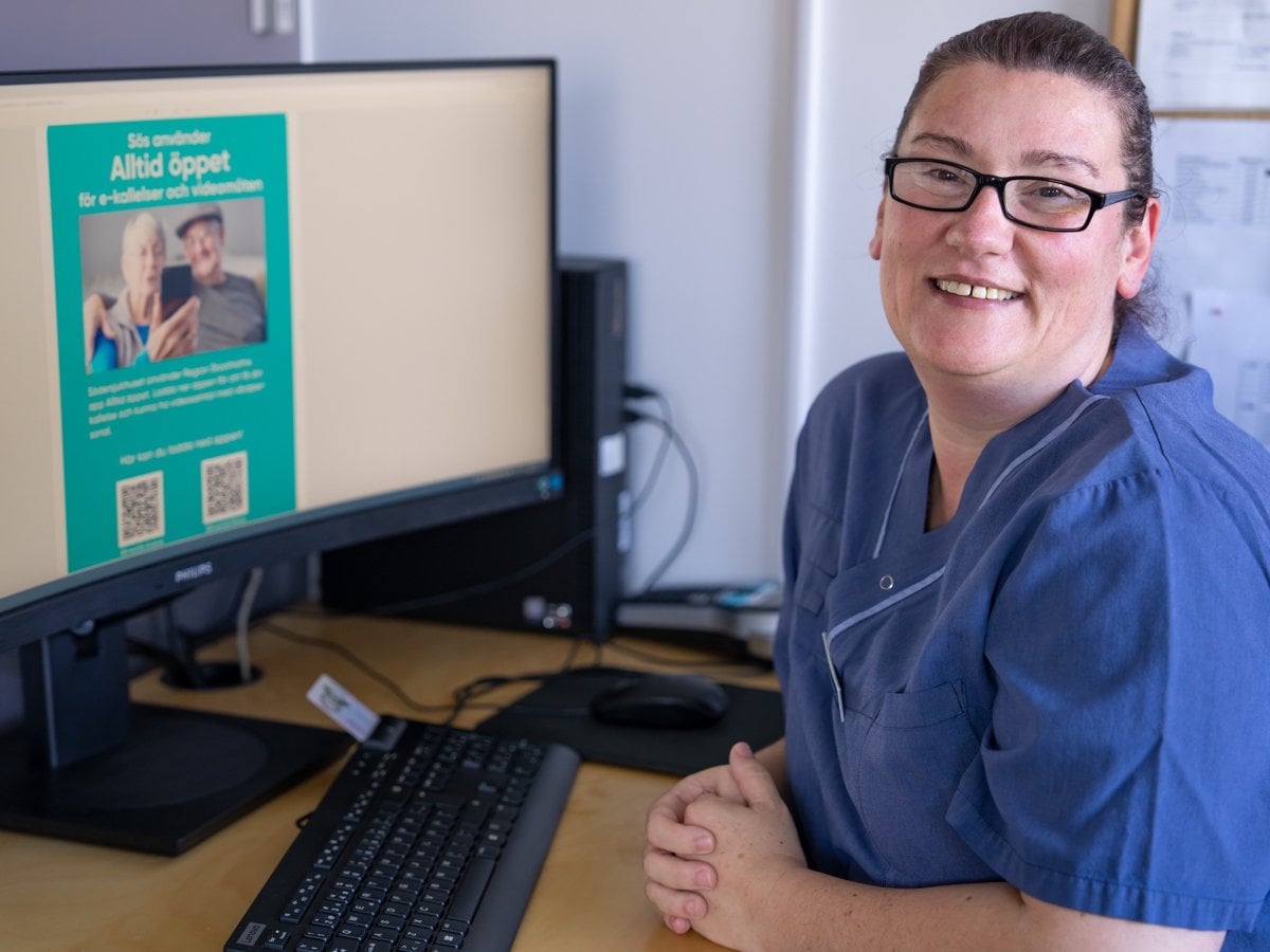 Forskningssjuksköterska använder appen Alltid Öppet.